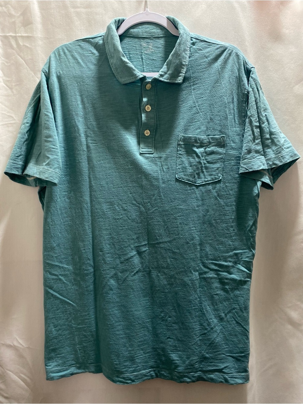 Gap XL teal/green slub cotton short sleeve, chest pocket natural tone #preppy